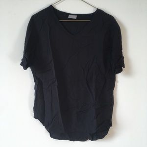Very Moda Linen-Blend Black T-Shirt